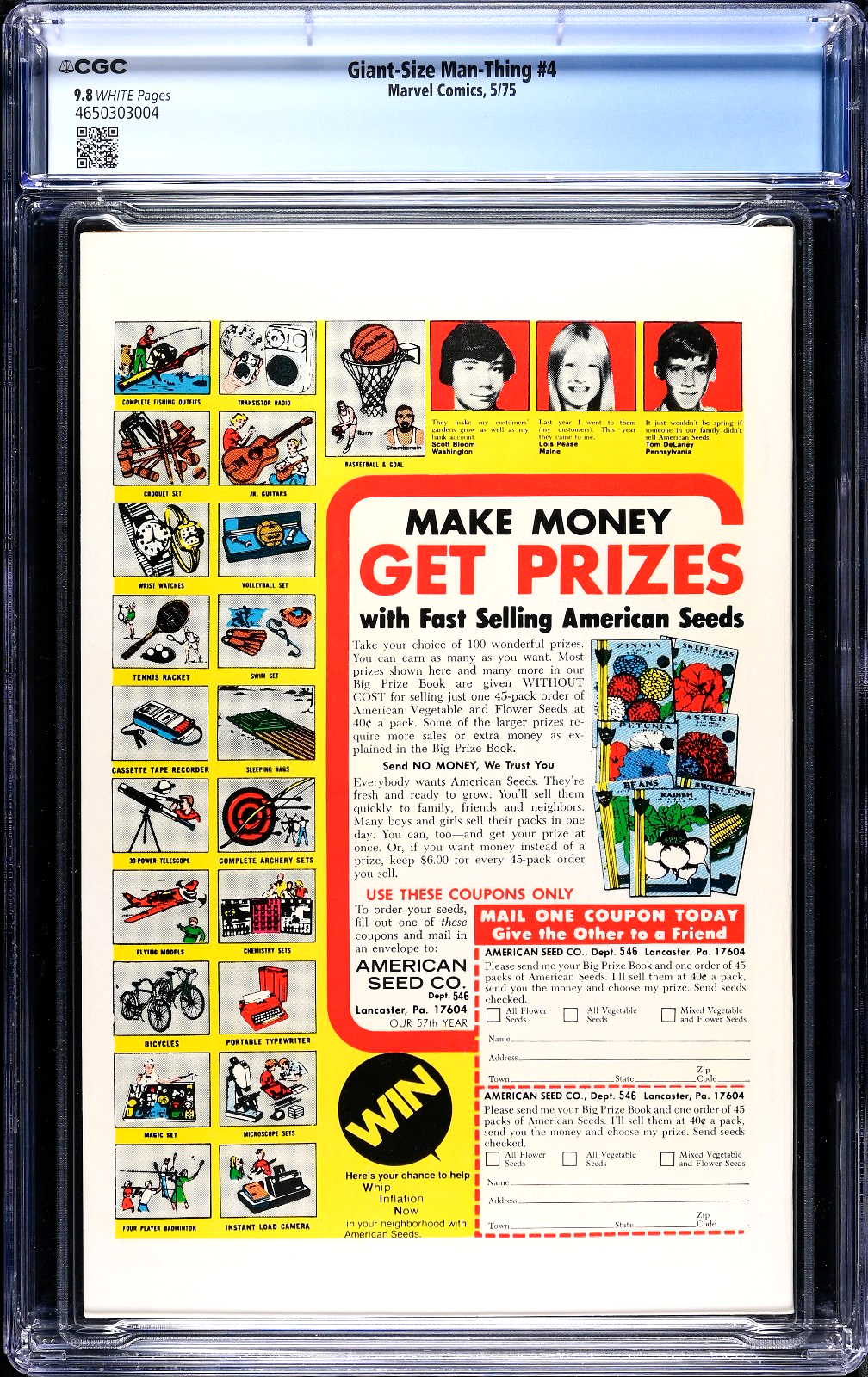 Giant-Size Man-Thing #4 (1975) CGC 9.8 NM/MT WHITE Top Graded Census 1 of 4 RARE