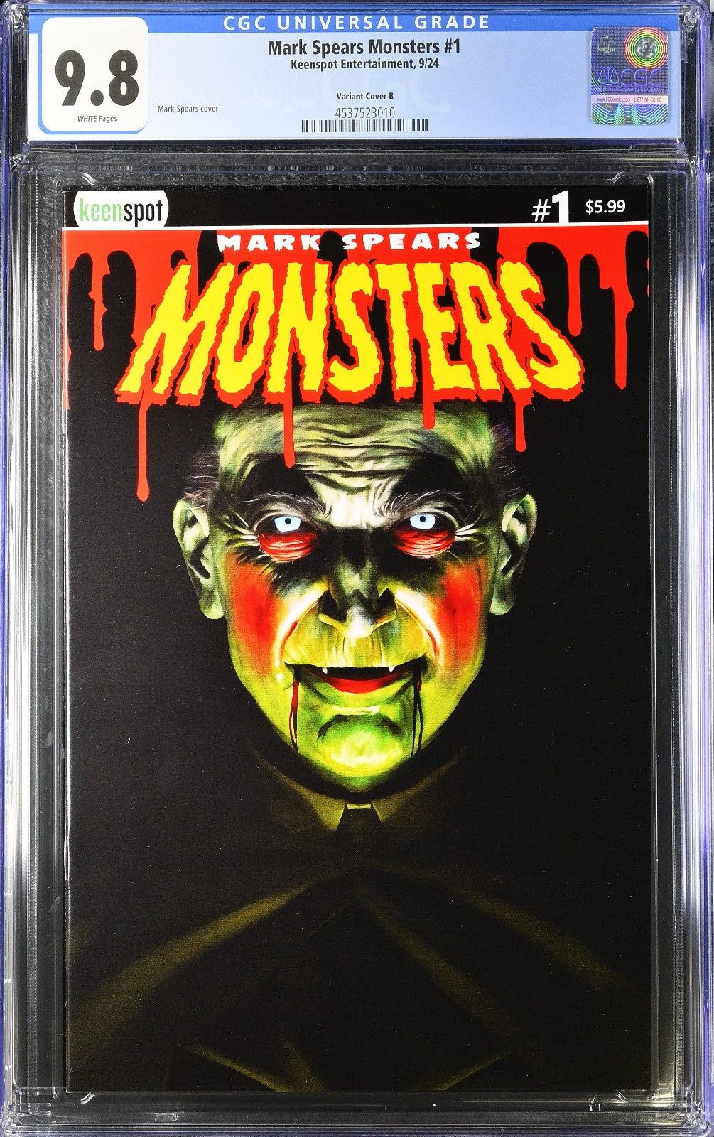 Mark Spears Monsters #1 (2024) CGC 9.8 NM/MT Cover B Dracula Dripping Blood PC