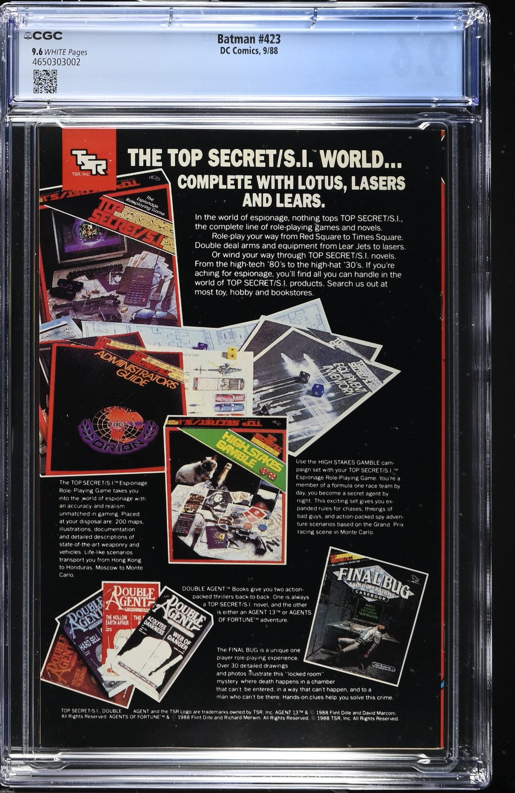 Batman #423 (1988) CGC 9.6 NM+ WHITE 1st Printing Todd McFarlane Iconic Cover