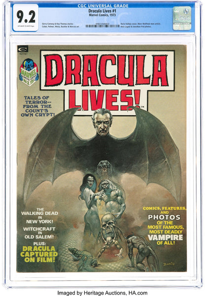 Dracula Lives #1 (1973) CGC 9.2 NM- OW White Boris Vallejo Cover of Bela Lugosi