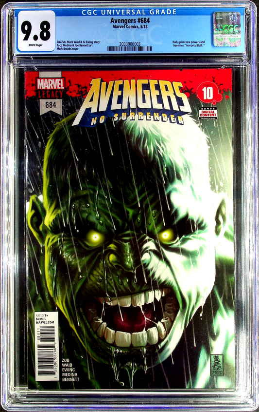 Avengers #684 (2018) CGC 9.8 NM/MT WHITE KEY 1st Immortal Hulk Awesome Cover