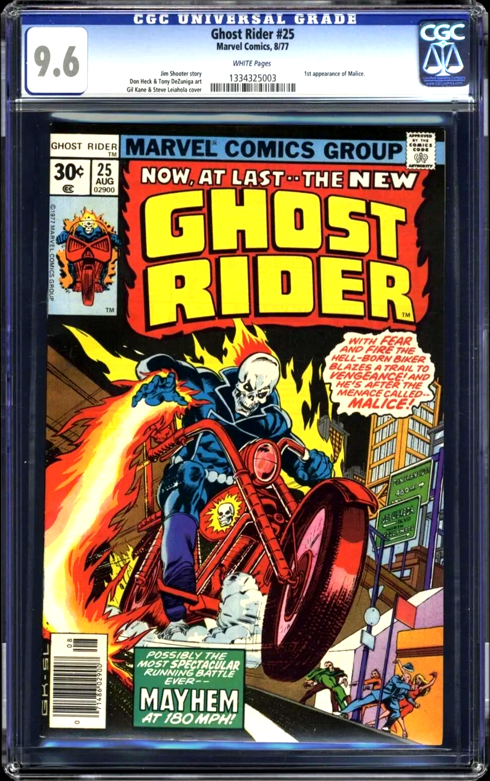 Ghost Rider #25 (1977) CGC 9.6 NM+ WHITE KEY Iconic Gil Kane Cover 1st Malice