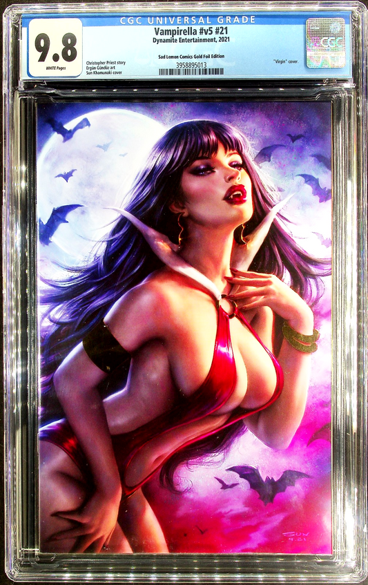 Vampirella #21 (2021) CGC 9.8 NM/MT Sad Lemon Comics Gold Foil Khamunaki Virgin