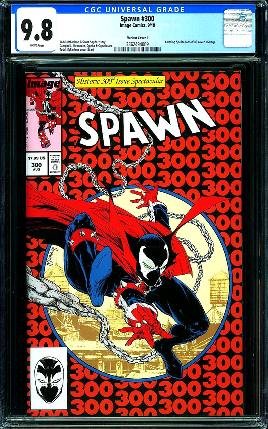 Spawn #300 (2019) CGC 9.8 NM/MT White Pages Todd McFarlane ASM300 Homage Cover J