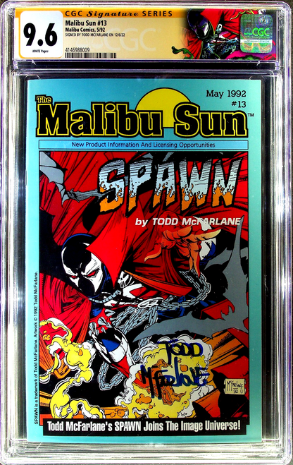 Malibu Sun #13 (1991) CGC 9.6 NM+ SS 1st Spawn McFarlane Signature Custom Label
