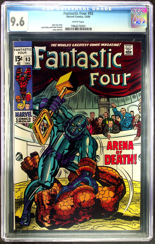 Fantastic Four #93 (1969) CGC 9.6 NM+ WHITE Pages Kirby Thing Death Arena Cover