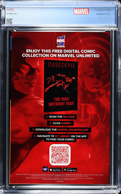 Daredevil Reissue #11 (2025) CGC 9.8 Whatnot Silver Foil Retired Custom Label