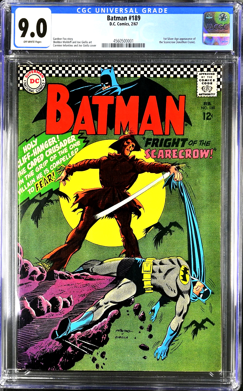 Batman #189 (1967) CGC 9.0 VF/NM OW Pages KEY 1st Silver Age Scarecrow