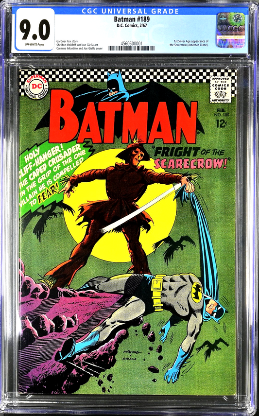 Batman #189 (1967) CGC 9.0 VF/NM OW Pages KEY 1st Silver Age Scarecrow