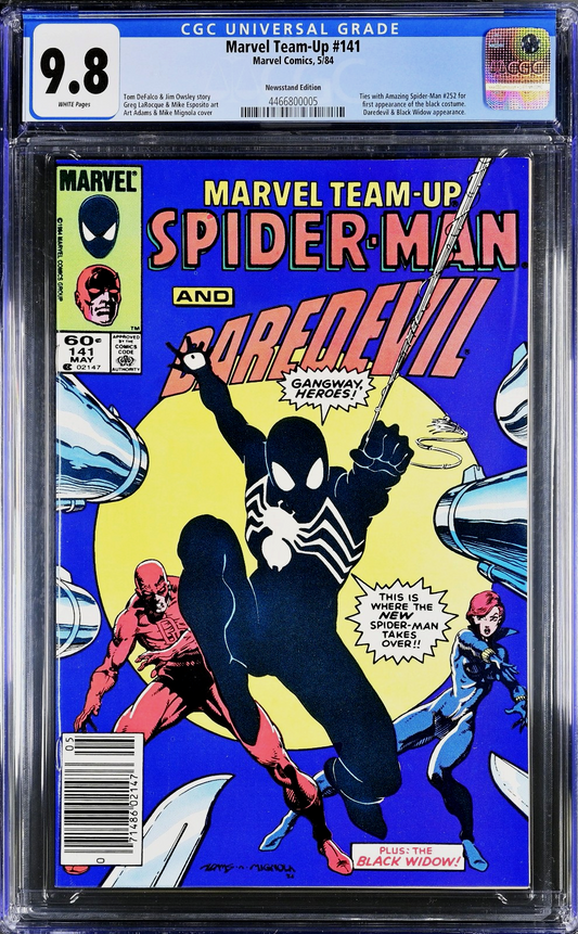 Marvel Team-Up #141 (1984) CGC 9.8 Newsstand White KEY 1st Black Suit Spider-Man