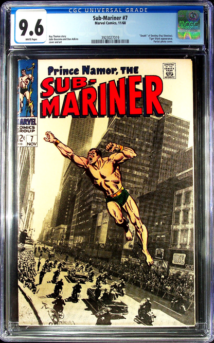 Sub-Mariner #7 (1968) CGC 9.6 NM+ WHITE Buscema Iconic NYC Photo (CGC3923027019)