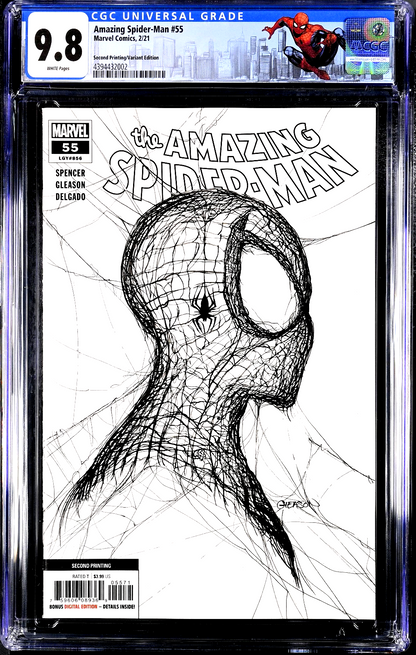 Amazing Spider-Man #55 (2021) CGC 9.8 NM/MT Gleason 2nd Print White/Black Custom