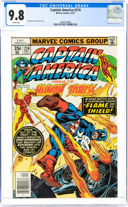 Captain America #216 (1977) CGC 9.8 NM/MT WHITE Kane Human Torch Battle Cover