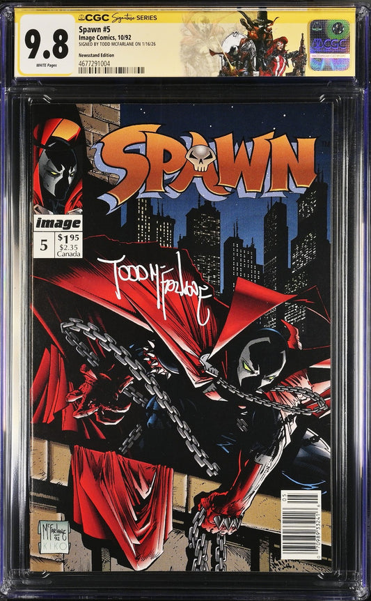 Spawn #5 (1992) CGC SS 9.8 NM/MT KEY Signed Mcfarlane Full Signature Newsstand