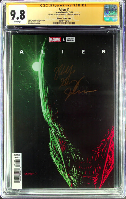 Alien #1 (2021) CGC 9.8 NM/MT WHITE SS Gleason Cvr Phillip Kennedy Johnson Sign