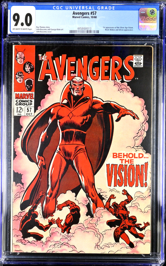 Avengers #57 (1968) CGC 9.0 VF/NM OW/White Buscema Key Classic 1st Vision Appear