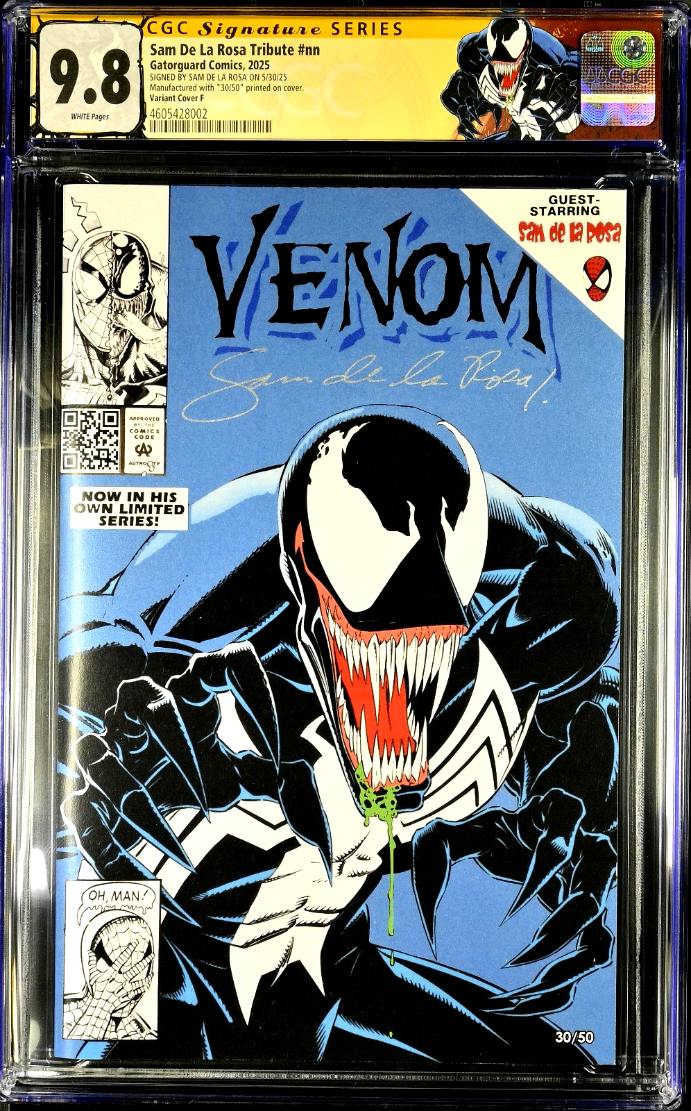 Sam de La Rosa Tribute #1 (2025) CGC 9.8 NM/MT SS Signed Venom Ltd 30/50 RARE PC