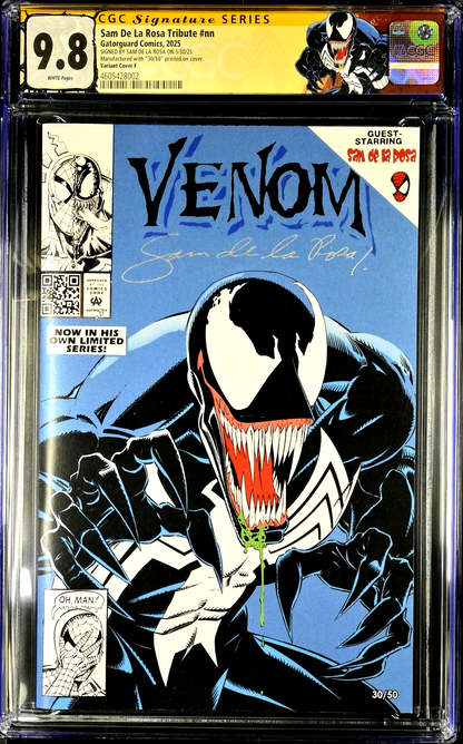 Sam de La Rosa Tribute #1 (2025) CGC 9.8 NM/MT SS Signed Venom Ltd 30/50 RARE PC
