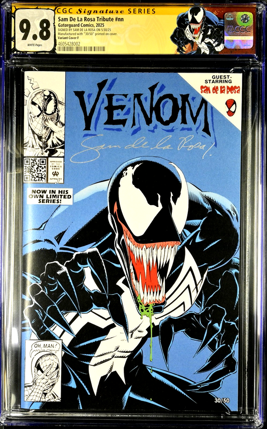 Sam de La Rosa Tribute #1 (2025) CGC 9.8 NM/MT SS Signed Venom Ltd 30/50 RARE PC