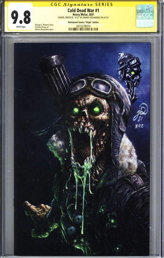Cold Dead War #1 (2021) CGC 9.8 NM/MT SS Johnny Desjardins Virgin Sketch Glow