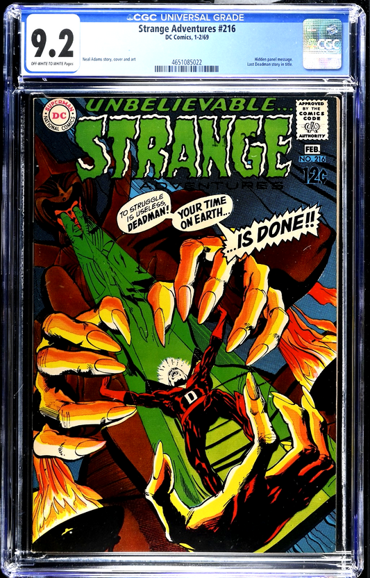 Strange Adventures #216 (1969) CGC 9.2 NM- OW/White Neal Adams Last Deadman