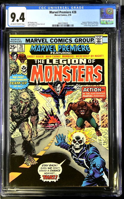 Marvel Premiere #28 (1976) CGC 9.4 NM OW/White Pages KEY 1st Legion of Monsters
