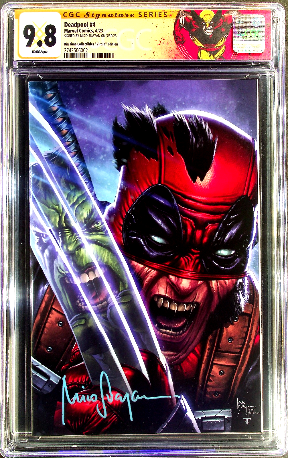 Deadpool #4 (2024) CGC 9.8 SS NM/MT Mico Suayan Signed Wolverine Custom Label