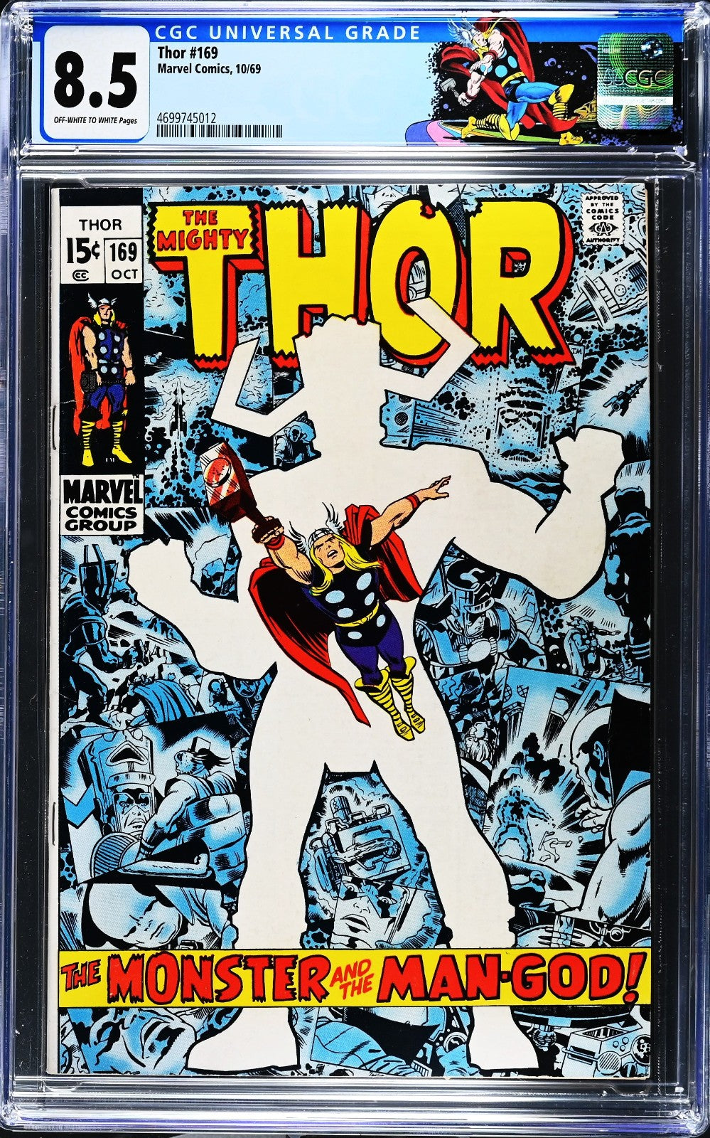 Thor #169 (1969) CGC 8.5 VF+ OW/W KEY Galactus Origin Retired Custom Label