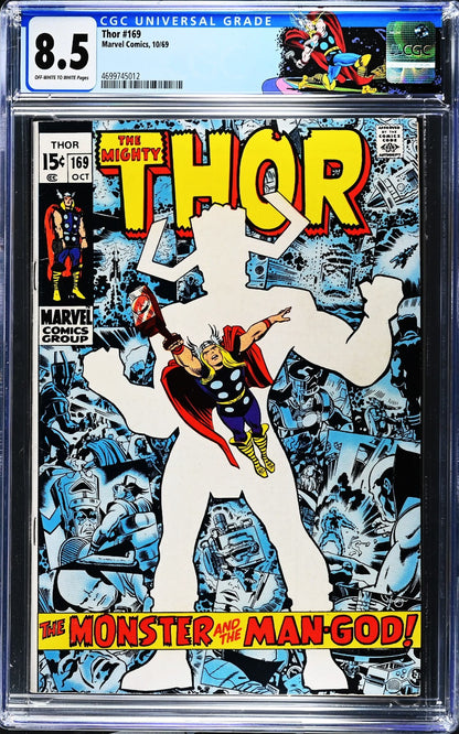 Thor #169 (1969) CGC 8.5 VF+ OW/W KEY Galactus Origin Retired Custom Label