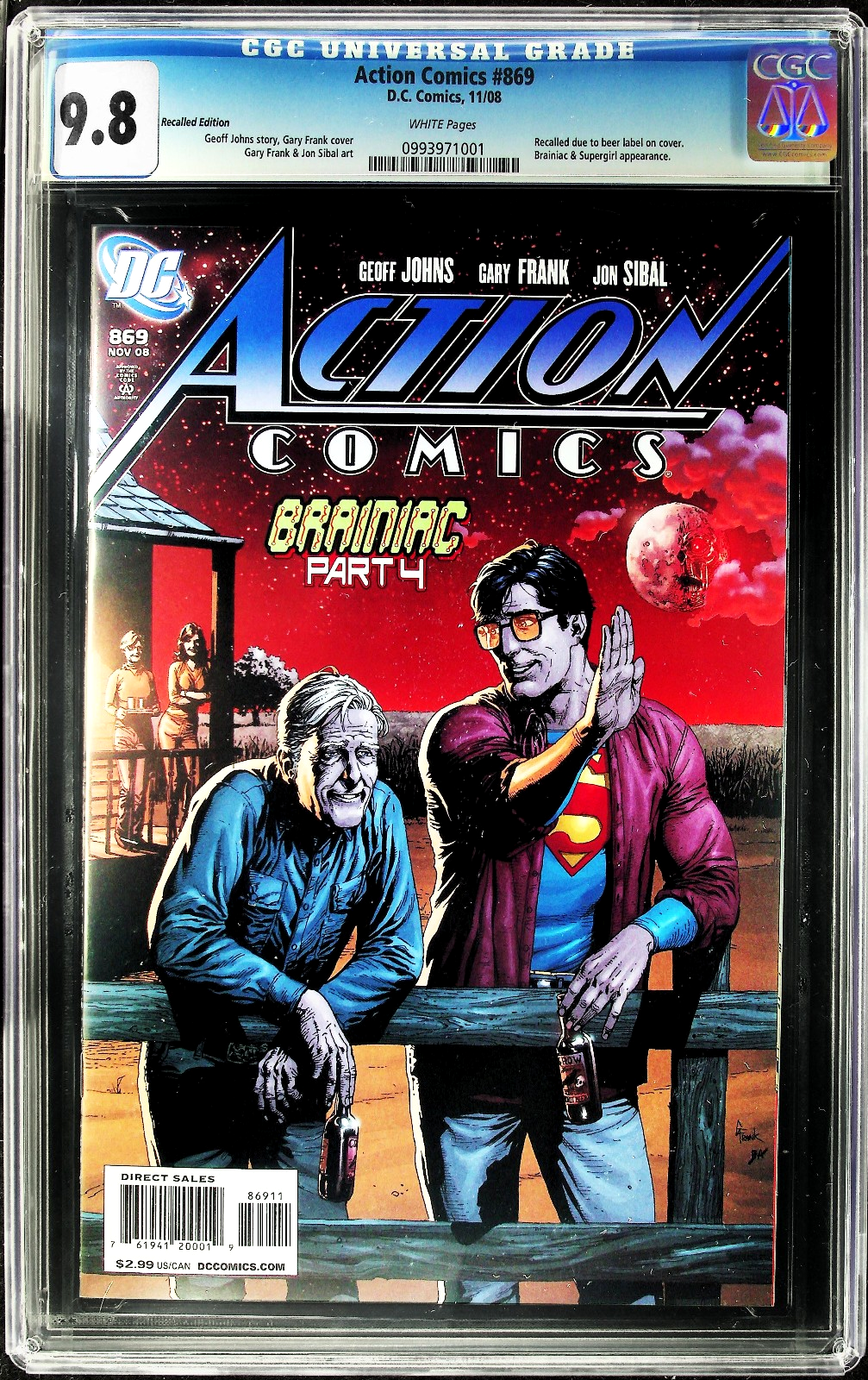 Action Comics #869 (2008) CGC 9.8 NM/MT Superman Recalled Beer Edition Brainiac