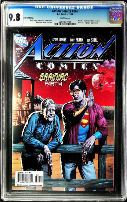 Action Comics #869 (2008) CGC 9.8 NM/MT Superman Recalled Beer Edition Brainiac