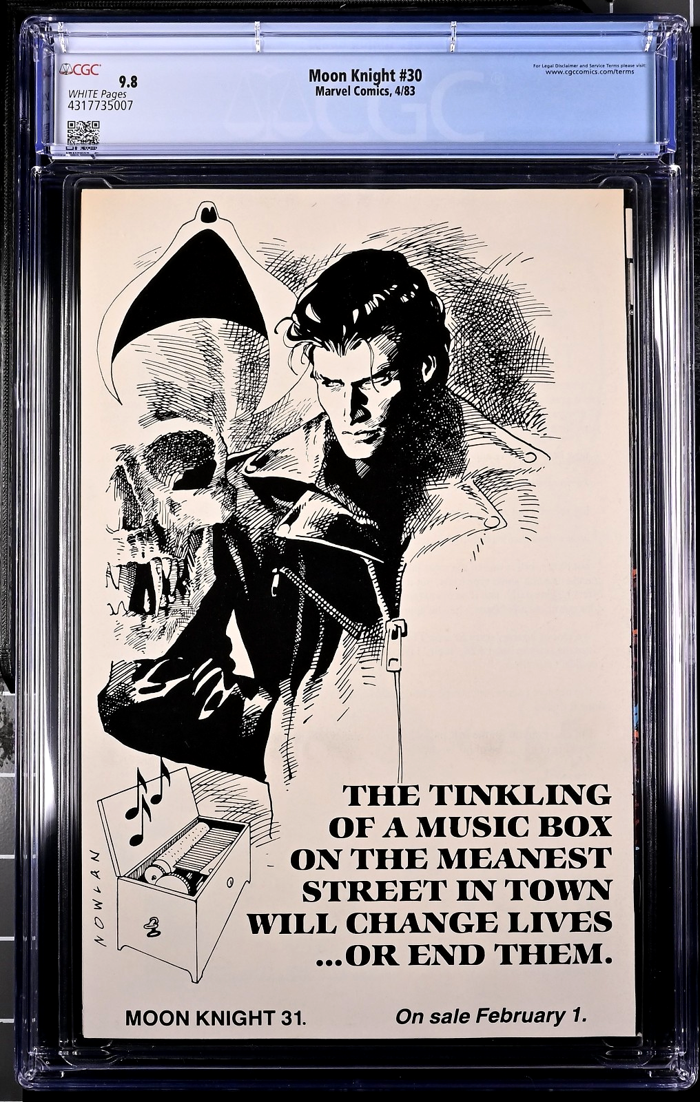 Moon Knight #30 (1983) CGC 9.8 WHITE Pages Sienkiewicz Werewolf By NIght Battle