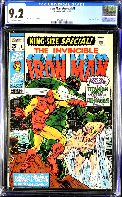 Iron Man Annual #1 (1970) CGC 9.2 NM- OW Severin Namor Sub-Mariner Battle Cover