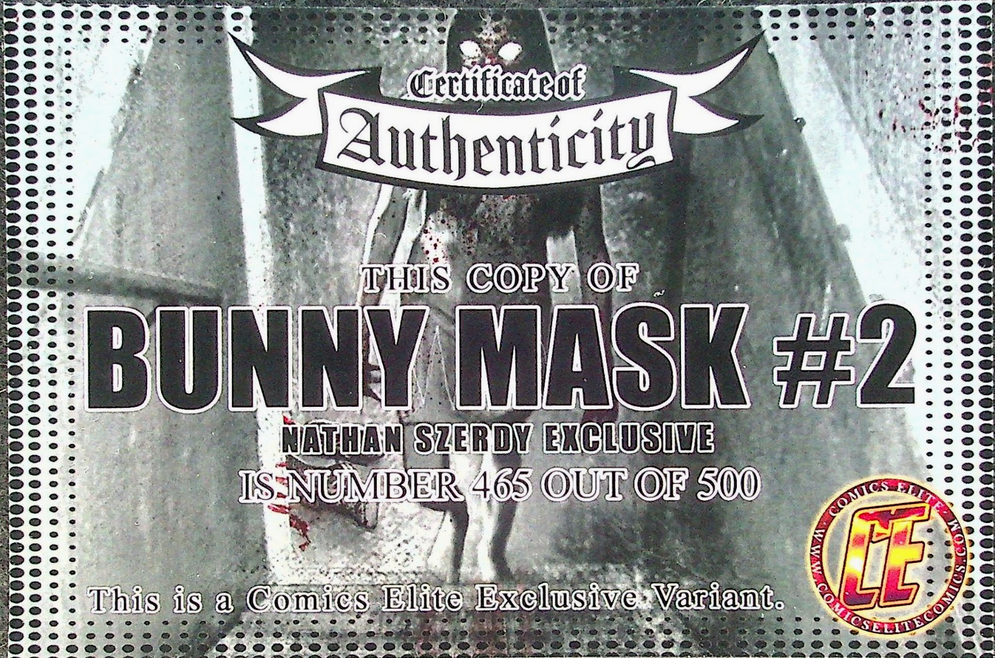 Bunny Mask #2 (2021) CGC 9.8 NM/MT Comics Elite Szerdy Virgin COA LTD 465/500