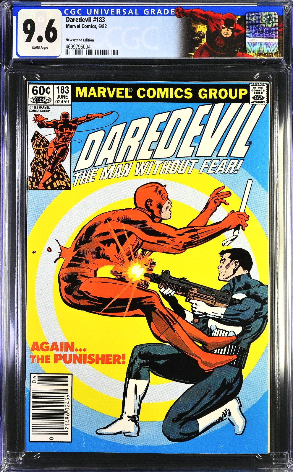 Daredevil 183 (1982) CGC 9.6 NM+ White KEY Punisher Battle Retired Custom Label
