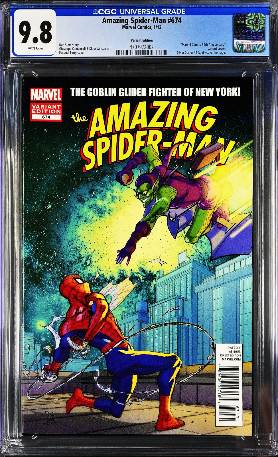 Amazing Spider-Man #674 (2012) CGC 9.8 Goblin Glider Fighter SS4 Homage Ltd 1:50