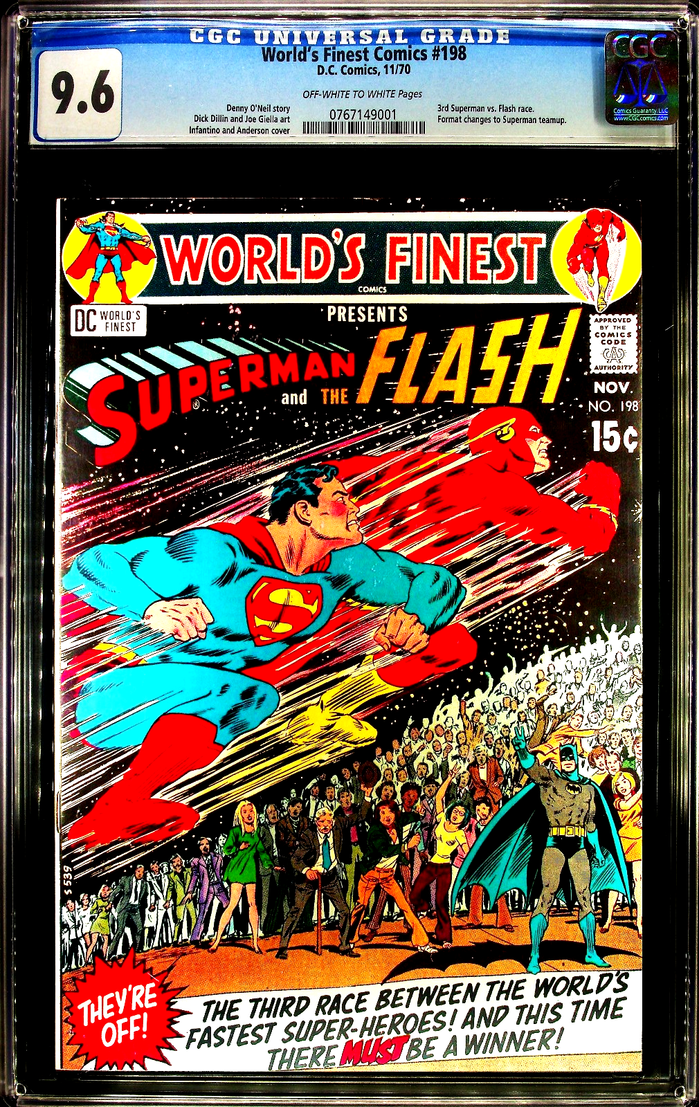 World's Finest Comics #198 (1970) CGC 9.6 OW/W KEY 3rd Superman vs. Flash Race
