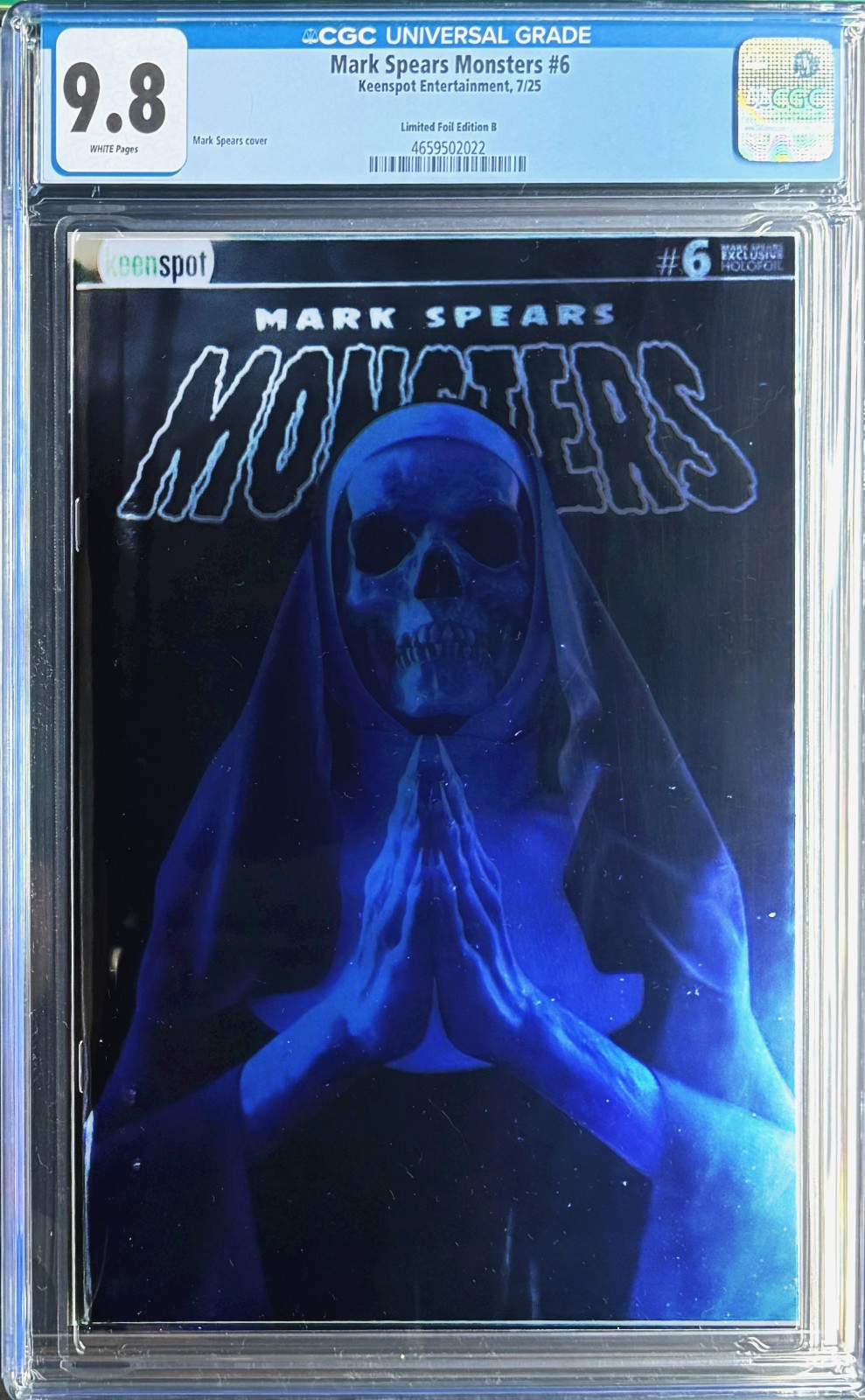 Mark Spears Monsters #6 (2025) CGC 9.8 Farley Con HoloFoil Skull Nun LTD 199