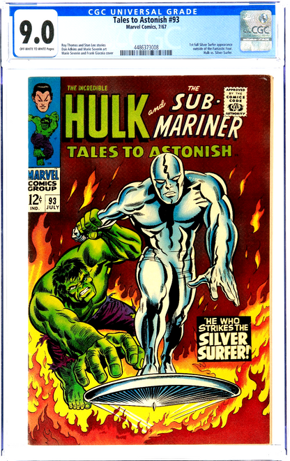 Tales to Astonish #93 (1967) CGC 9.0 VF/NM OW White 1st Silver Surfer Crossover