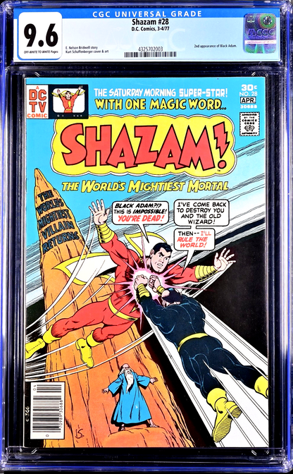 Shazam #28 (1977) CGC 9.6 NM+ OW/White Pages KEY 2nd Black Adam Battle Cover