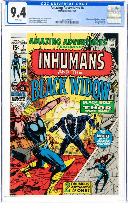 Amazing Adventures #8 (1971) CGC 9.4 NM WHITE Neal Adams Inhumans Black Widow