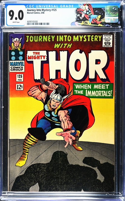 Journey Into Mystery #125 (1966) CGC 9.0 WHITE Kirby KEY Retired Custom Label