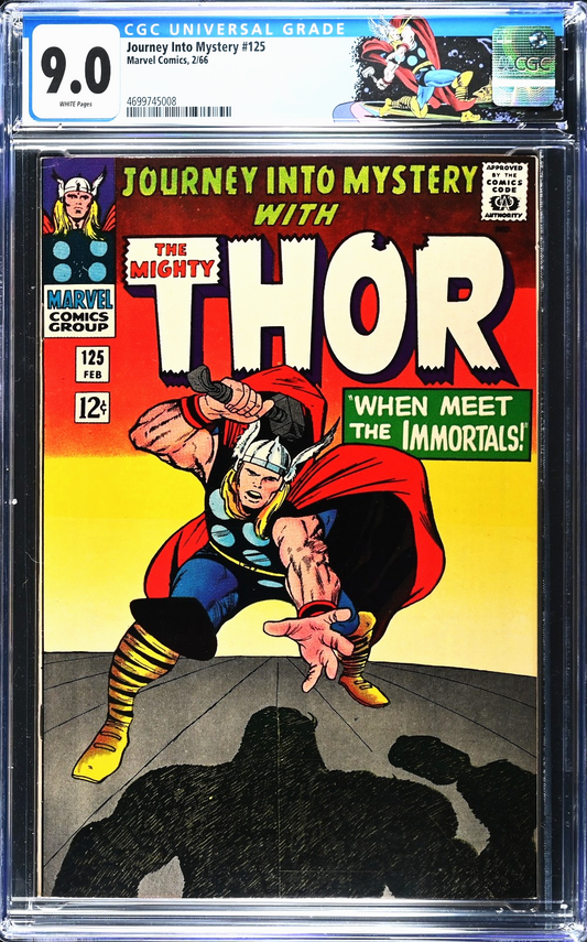 Journey Into Mystery #125 (1966) CGC 9.0 WHITE Kirby KEY Retired Custom Label