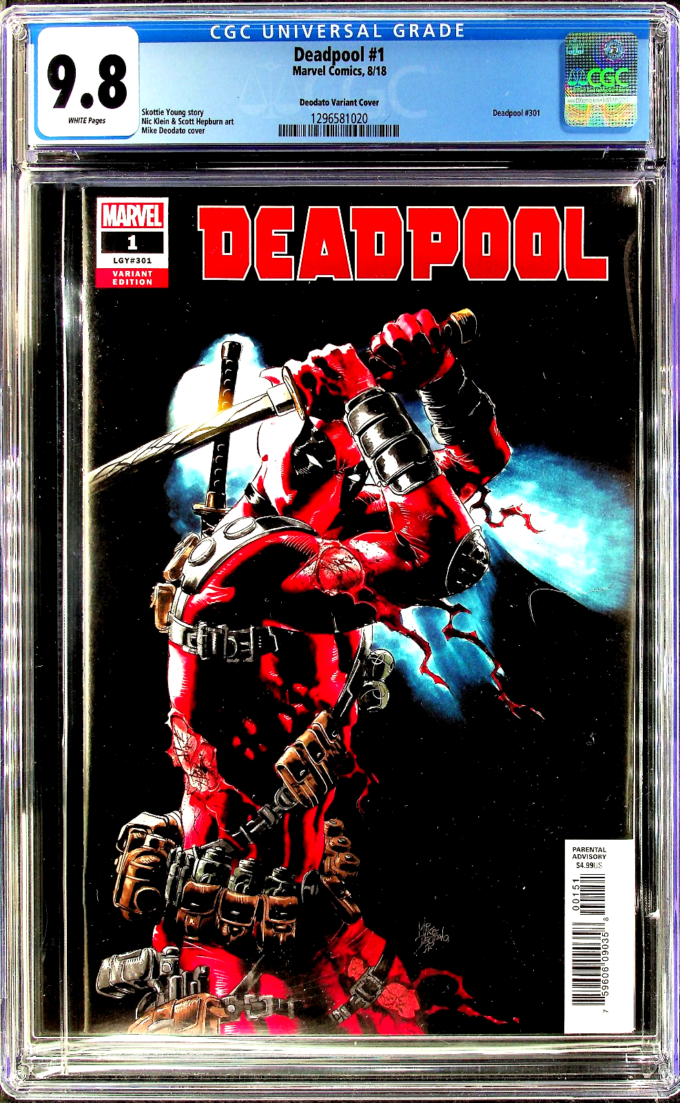 Deadpool #1 (2018) CGC 9.8 NM/MT Mike Deodato LGY301 Retailer Incentive LTD 1:25