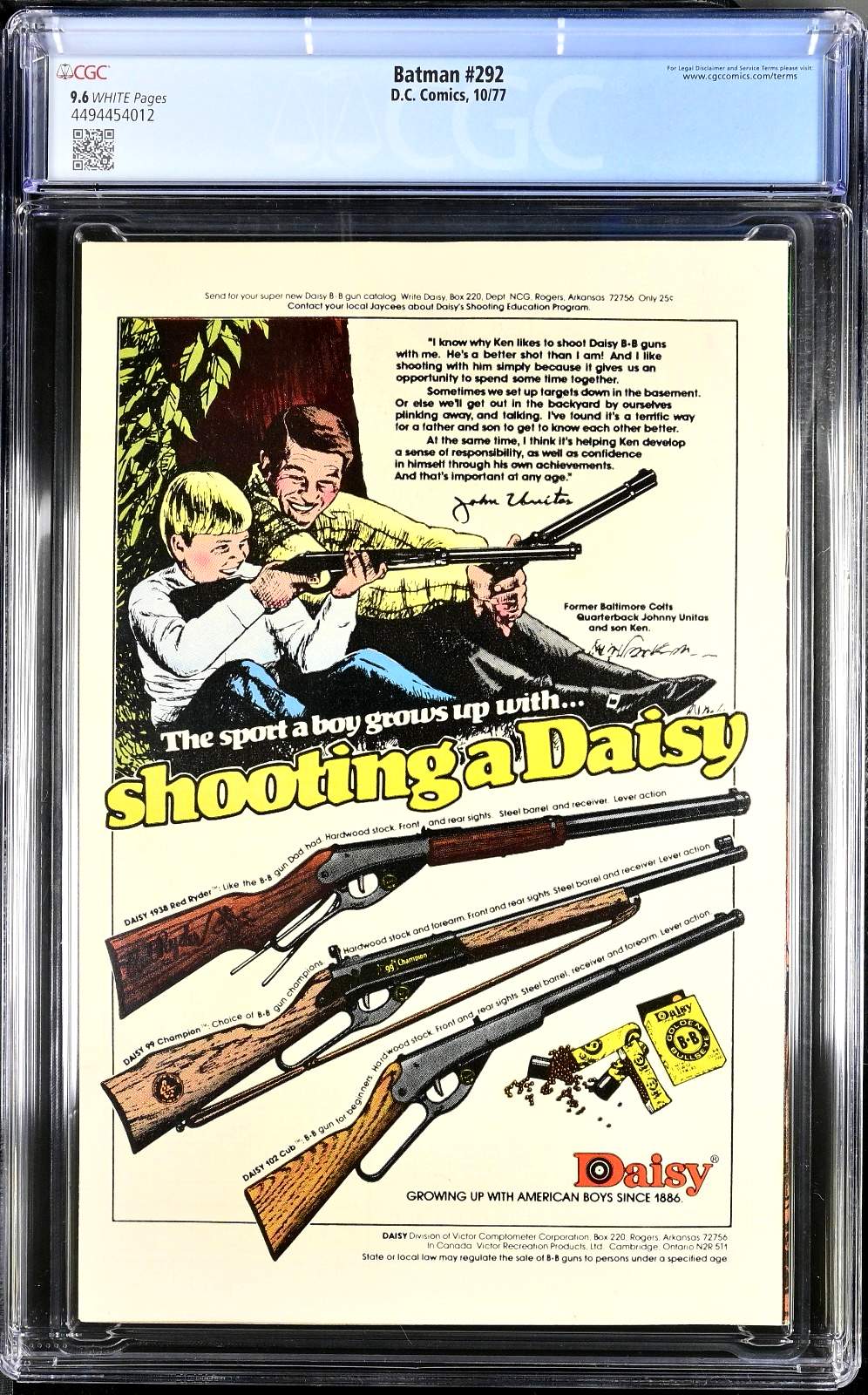 Batman #292 (1977) CGC 9.6 NM+ White Pages Jim Aparo Riddler Cover