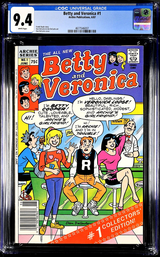 Betty and Veronica #1 (1987) CGC 9.4 NM White All New Premiere Issue (WTC/BT)