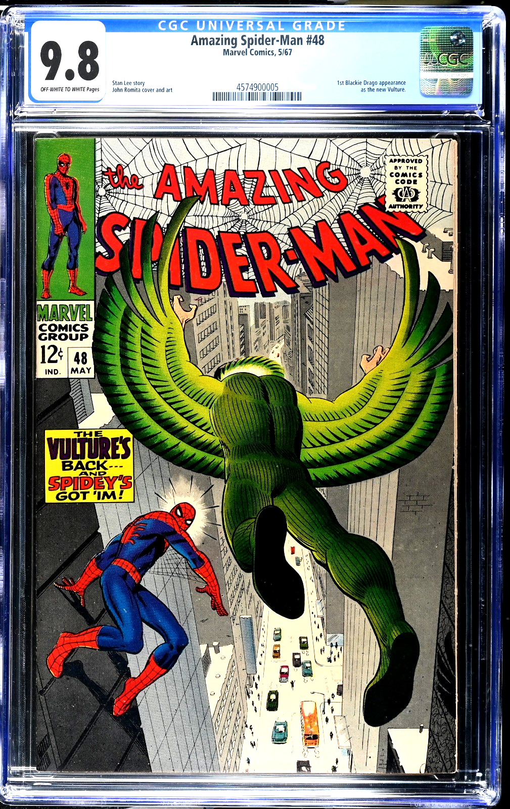 Amazing Spider-Man #48 (1967) CGC 9.8 NM/MT OW/White 1st Blackie Drago Vulture
