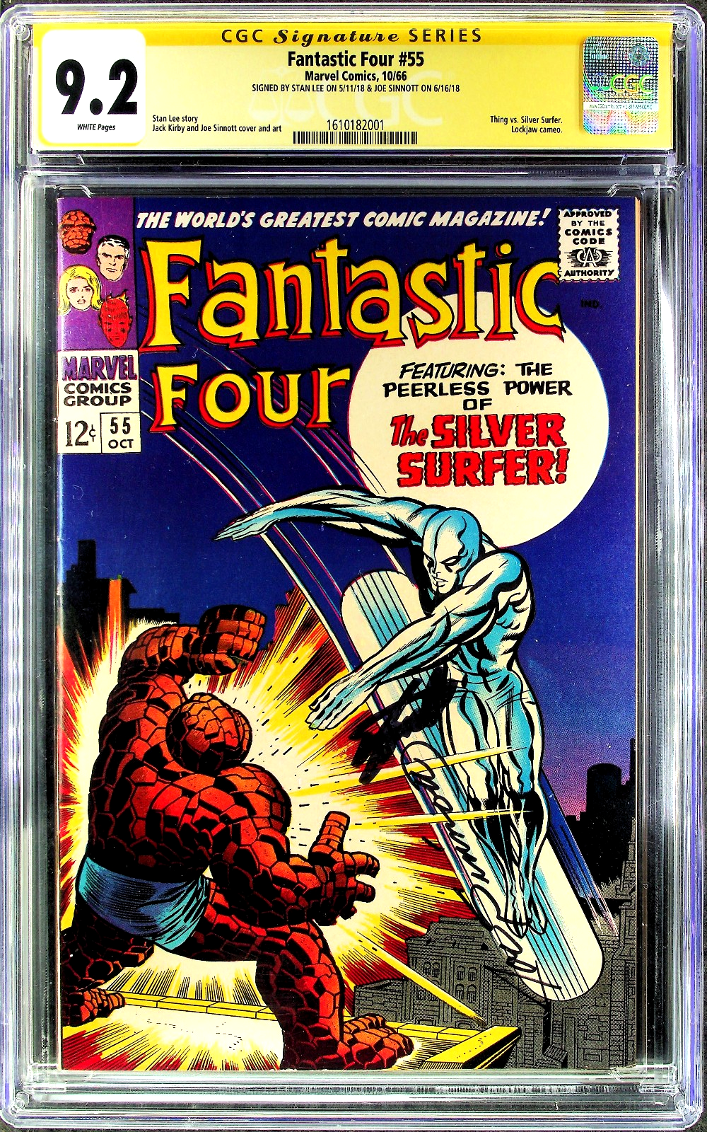 Fantastic Four #55 (1966) CGC SS 9.2 NM- White KEY Signed Stan Lee & Joe Sinnott