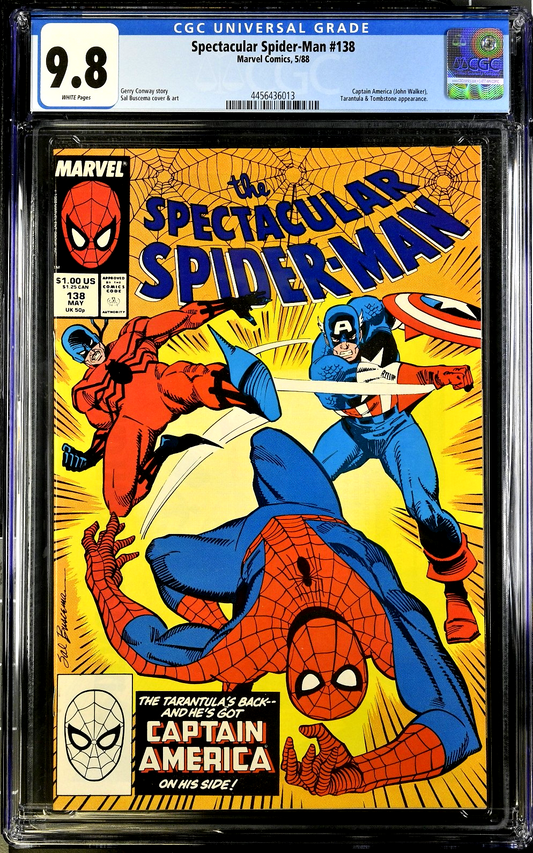 Spectacular Spider-Man #138 (1988) CGC 9.8 NM/MT KEY 1st Tombstone Cap Battle
