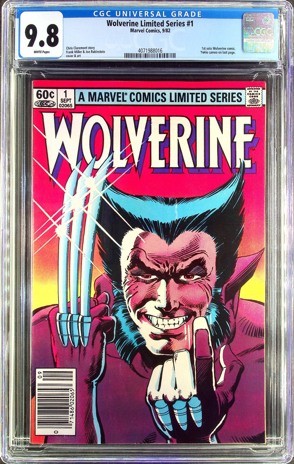 Wolverine Limited Series #1 (1982) CGC 9.8 NMMT WHITE Frank Miller Newsstand